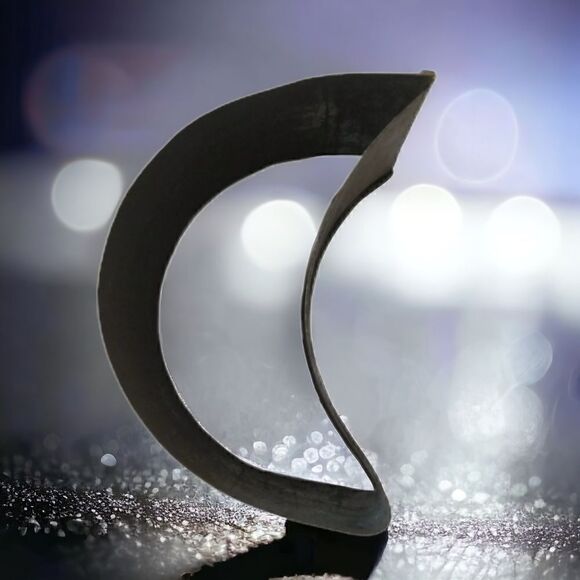 Antique Tin Crescent Moon Cookie Cutter Primitive Soldered Patina Farmhouse Vtg - Picture 10 of 12